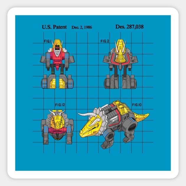 SLAG DINOBOT TRICERATOPS G1 PATENT Sticker by CloudCityCreations